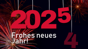 Tschüss 2024 - Hallo 2025. Wir wünschen ein frohes neues Jahr!